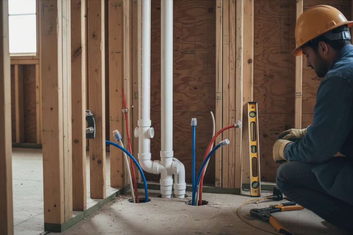 Drain and supply rough-in during Drain Cleaning in New Cumberland